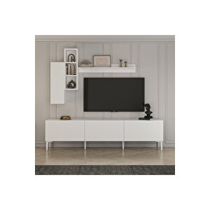 Daffy 180 Cm Raflı Dolaplı Tv Ünitesi Beyaz Beyaz