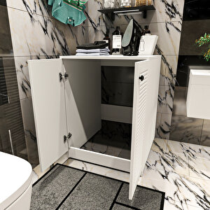 Banyo Çamaşır Makinesi Alt Dolabı | Mat Beyaz
