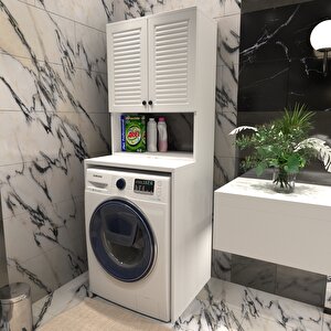 Banyo Dolabı Çamaşır Makinesi Dolabı Luxe Mat Beyaz
