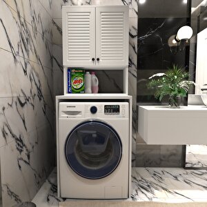 Banyo Dolabı Çamaşır Makinesi Dolabı Luxe Mat Beyaz