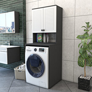 Banyo Dolabı Çamaşır Makinesi Dolabı Luxe Antrasit-beyaz Antrasit Beyaz