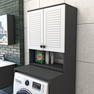 Banyo Dolabı Çamaşır Makinesi Dolabı Luxe Antrasit-beyaz