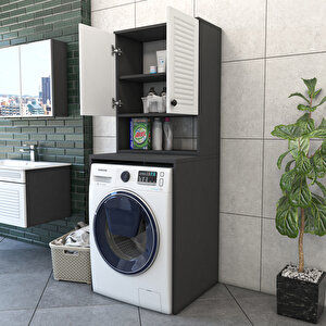 Banyo Dolabı Çamaşır Makinesi Dolabı Luxe Antrasit-beyaz