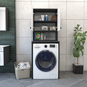 Banyo Dolabı Çamaşır Makinesi Dolabı Luxe Antrasit-beyaz