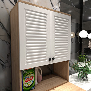 Banyo Dolabı Çamaşır Makinesi Dolabı Luxe Ahşap-beyaz
