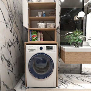 Banyo Dolabı Çamaşır Makinesi Dolabı Luxe Ahşap-beyaz