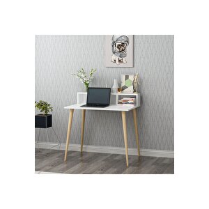 Ronas Ahşap Ayaklı Çalışma Masası Beyaz 90cm Beyaz