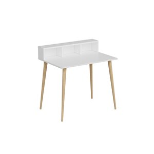 Ronas Ahşap Ayaklı Çalışma Masası Beyaz 90cm