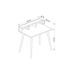 Ronas Ahşap Ayaklı Çalışma Masası Beyaz 90cm