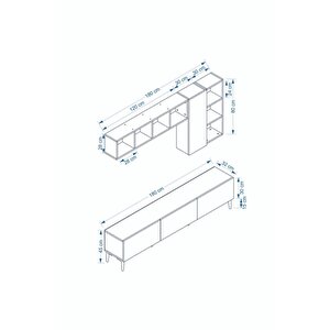 Luca 180 Cm Raflı Dolaplı Tv Ünitesi Antrasit Ceviz
