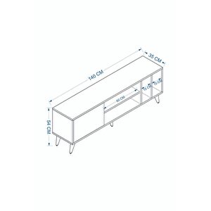 Çağan Ahşap Ayaklı Tv Ünitesi Beyaz Safirmeşe
