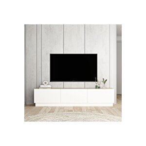 West 150 Cm Bazalı Tv Sehpası Beyaz Çam Çam Beyaz