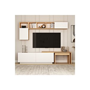 Oslo Plus Tv Ünitesi 180 Cm Raflı Beyaz Çam Çam Beyaz