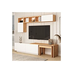 Oslo Plus Tv Ünitesi 180 Cm Raflı Beyaz Çam Çam Beyaz