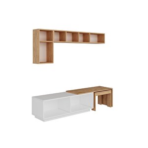 Oslo Plus Tv Ünitesi 180 Cm Raflı Beyaz Çam