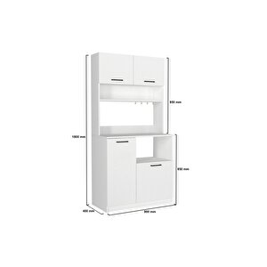 Tuco Çok Amaçlı Mutfak Dolab & Mikrodalga Fırın Dolabı & Banyo Dolabı 180x90 Cm Beyaz