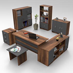 Ofis Masa Makam Takımı Ofis Masası + Keson + Kitaplık + Dolap + Sehpa + Dosya Dolabı