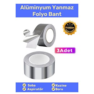 Özel Suya Sıcaklığa Dayanıklı Tamir Soba Boru Yama Alüminyum Yanmaz Folyo Bant 44mm 20mt - 3 Adet