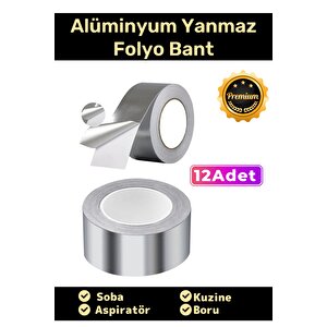 Özel Suya Sıcaklığa Dayanıklı Tamir Soba Boru Yama Alüminyum Yanmaz Folyo Bant 45mm - 5mt - 12 Adet