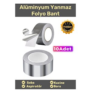 Özel Suya Sıcaklığa Dayanıklı Tamir Soba Boru Yama Alüminyum Yanmaz Folyo Bant 44mm 10mt - 10 Adet
