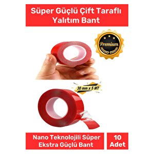Özel Üretim Süper Güçlü İz Bırakmayan Çift Taraflı Akrilik Köpük Montaj Bandı 30mm X 5mt - 10 Adet