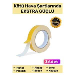 Süper Güçlü Uzun Ömürlü Kuvvetli Yapışkan Kolay İz Bırakmaz Çift Taraflı Köpük Bant 10mt - 3 Adet