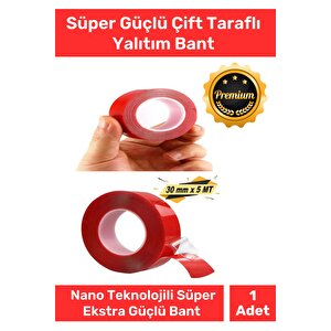 Özel Üretim Süper Güçlü İz Bırakmayan Çift Taraflı Akrilik Köpük Montaj Bandı 30mm X 5mt - 1 Adet