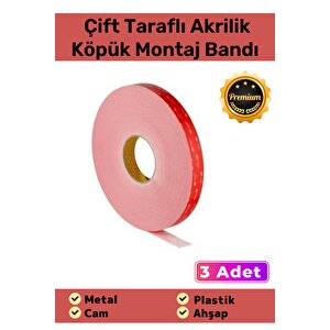 Özel Üretim Süper Güçlü İz Bırakmayan Çift Taraflı Akrilik Köpük Montaj Bandı 19mm X 2mt - 3 Adet