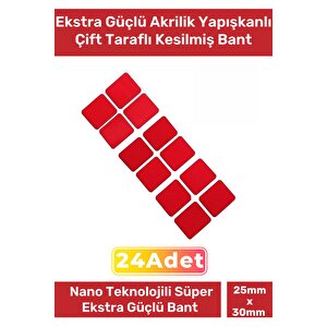 Özel Üretim Ekstra Güçlü Pe Köpük Esaslı Çift Taraflı Hazır Kesilmiş 25x30mm Asma Bant 24 Adet