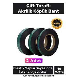 Süper Güçlü İz Bırakmayan Elastik Yapılı Çift Taraflı 10mm - 10 Metre Akrilik Köpük Bant - 2 Adet