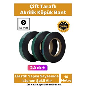 Süper Güçlü İz Bırakmayan Elastik Yapılı Çift Taraflı 36mm - 10 Metre Akrilik Köpük Bant - 2 Adet