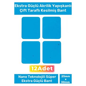 Özel Seri Ekstra Güçlü Pe Köpük Esaslı Çift Taraflı Hazır Kesilmiş 25x30mm Asma Bant 12 Adet
