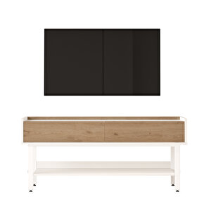 Robin Home Oslo Tv Ünitesi Sehpası Beyaz Metal Ayaklı 140cm Sepet-beyaz