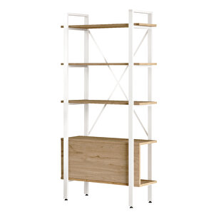 Robin Home Oslo Metal Kitaplık 5 Raflı 170cm Sepet-beyaz