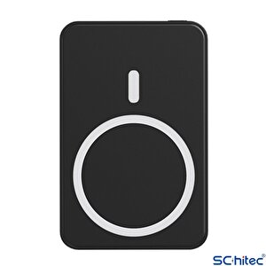 Schitec 22.5w Magsafe Kablosuz Ve Dijital Ekranlı Ai Çipli 5000mah Powerbank Siyah Yk915