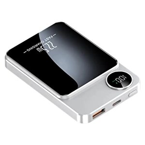 Schitec 22.5w Magsafe Kablosuz Ve Dijital Ekranlı Ai Çipli 5000mah Powerbank Beyaz Yk915