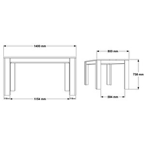 Robin Home Lena Yemek Masası 140x80 Sepet-antrasit