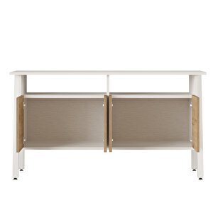 Robin Home Oslo Konsol 4 Kapaklı 140cm Beyaz Metal Ayaklı Sepet-beyaz