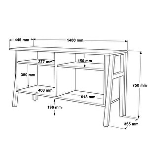 Robin Home Oslo Konsol 4 Kapaklı 140cm Beyaz Metal Ayaklı Sepet-beyaz