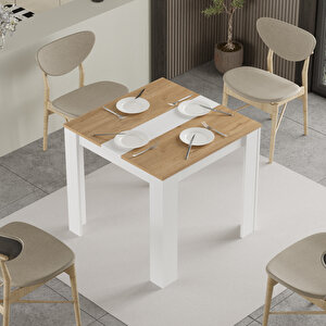 Robin Home Lena Yemek Masası 80x80 Sepet-beyaz