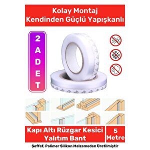 Rüzgar Kesici Ses Böcek Toz Önleyici Yalıtım Kapı Pencere Isı Izolasyon Şeffaf Şerit Bant 5mt 2 Adet