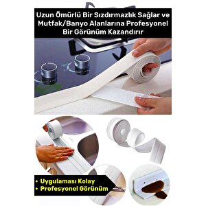 Premium Su Geçirmez Sızdırmaz Dayanıklı Lavabo Pvc Yağ Kenar Küf Önleyici 3.2m 3 Adet İzolasyon Bant