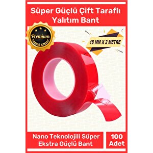 Premium Ekstra Güçlü Çok Amaçlı Çift Taraflı Tamir Mekan Montaj 1,5 Mt Silikon Şeffaf Bant 100 Adet