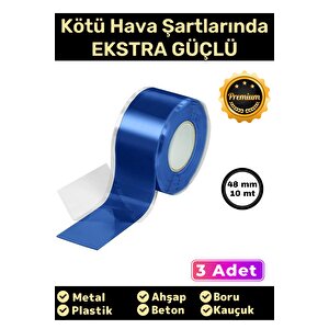 Süper Güçlü Su Geçirmez Sızdırmaz Mavi Renk Çok Amaçlı Tamir Ve İzolasyon Bandı 48mm X 10m - 3 Adet