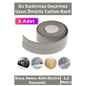 Premium Su Geçirmez Sızdırmaz Dayanıklı Pvc Yağ Kenar Küf Önleyici 3.2m Gri İzolasyon Bant 5 Adet