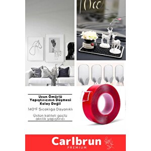 Premium Ekstra Güçlü Çok Amaçlı Çift Taraflı Tamir Cam Dış Mekan Montaj 2mt Silikon Şeffaf Bant