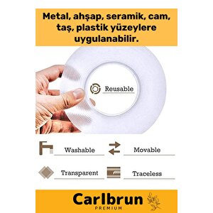 Ultra Süper Güçlü Yüksek Mukavemetli Nano Teknolojili Çift Taraflı Şeffaf 3 Mt Bant 10 Adet
