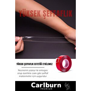 Premium Ekstra Güçlü Çok Amaçlı Çift Taraflı Tamir Dış Mekan Montaj 5mt Silikon Şeffaf Bant 3 Adet
