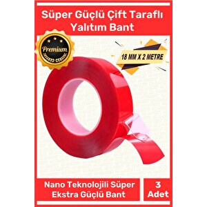 Premium Ekstra Güçlü Çok Amaçlı Çift Taraflı Tamir Cam Mekan Montaj 1,5mt Silikon Şeffaf Bant 3 Adet