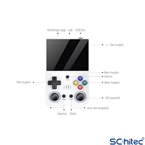ScHitec 3.5 Inç Mini HDMI Çıkışlı Taşınabilir Retro Oyun Konsolu 20000+ Oyunlu El Atari